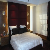 Walnut Headboard & Bedside Cabinets